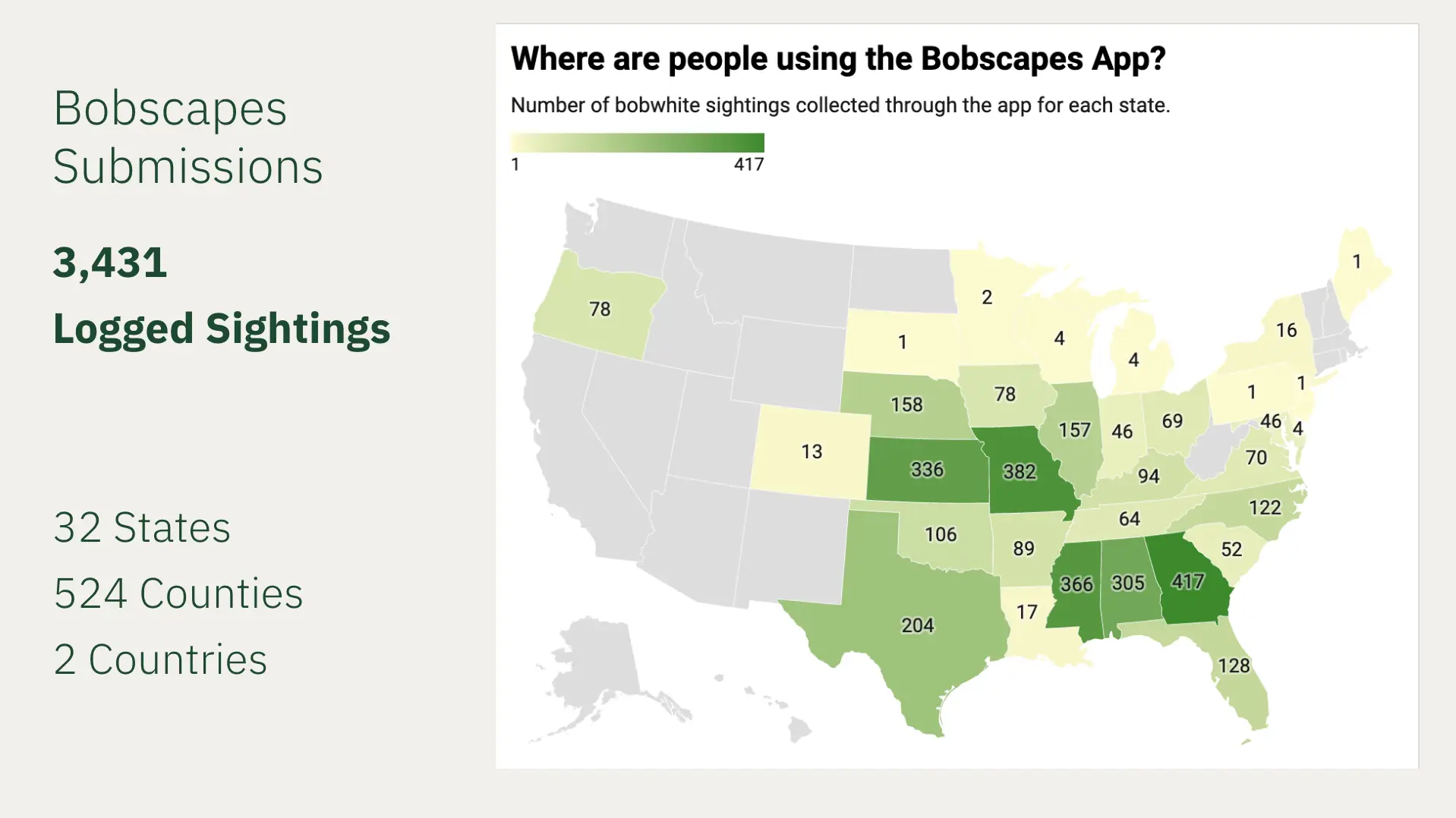 Where are people using the Bobscapes App? Map showing where people are using the Bobscapes App